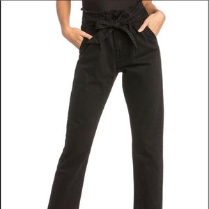 Black high paper bag waist jeans